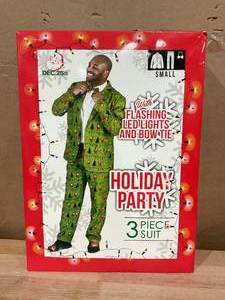 lot 424 image: Dec 25th Mens Holiday Life Of The Party 3-Piece LED Light Up Suit Set Small