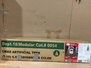 lot 436 image: 6.5 ft Pre-Lit Madison Pine Artificial Christmas Tree with 250 Color-Changing LED Lights and Stand, by Holiday Time