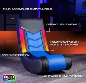 lot 99 image: X Rocker Solo Floor Rocker Gaming Chair with RGB Lighting, Blue