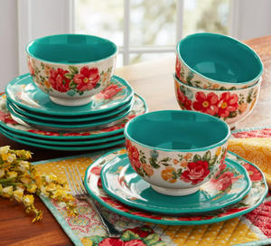 lot 416 image: The Pioneer Woman Vintage Floral 12-Piece Dinnerware Set