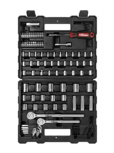 lot 421 image: Hyper Tough 107 Piece 14, 38, 12 inch Drive Socket Set For Mechanic Use