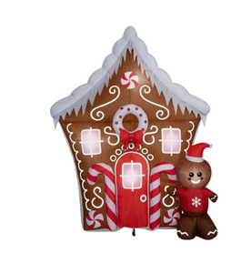 lot 432 image: New Christmas Airblown Inflatables Yard Decoration Decorated Gingerbread House Scene 8.5 ft
