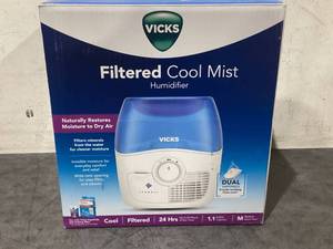 lot 680 image: Vicks Filtered Cool Moisture Humidifier, Medium Room, 1.1 Gallon Tank