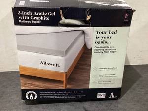 lot 685 image: Full Size Allswell 3 Sleep Cool ThermaGel Memory Foam Topper Infused with Graphite