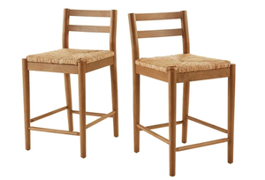 lot 81 image: 2PCS My Texas House Laurel Counter Stools with Woven Seagrass Seat, Kitchen