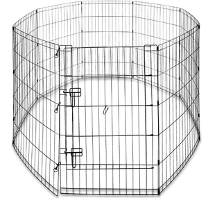 lot 669 image: Vibrant Life 8-Panel Customizable Pet Exercise Playpen with Door for Dogs Up to 70 lbs