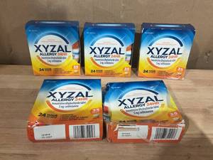 lot 385 image: LOT OF 5 Xyzal 24 Hour Allergy Relief Medicine, Original Prescription Strength Antihistamine