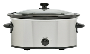 lot 217 image: LOT OF 2 Mainstays 6 Quart Oval Slow Cooker, Stainless Steel Finish, Glass Lid