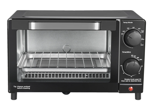 lot 221 image: Mainstays 4 Slice Toaster Oven with 3 Settings, includes Baking Rack and Pan