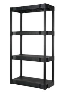 lot 566 image: Hyper Tough Black Plastic 4-Tier 56.2 H x 30 W x 13.8 D, 280lb Total Capacity