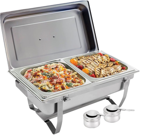 lot 574 image: Sterno Buffet Kit Foldable Chafing Dish Buffet Set - Chafing Dishes for Buffet & Catering Food Warmers - Catering Supplies & Food Warming Trays for Buffet Party