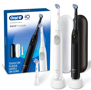 lot 709 image: Oral-B iO Series 2 Electric Toothbrush, Pure White & Night Black, 2 Ct, 3 Heads