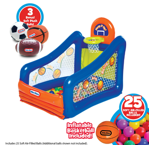 lot 710 image: Little Tikes Hoop It Up Play Center, 3 in 1Sports 25 Ball Value Pack, Indoor and Outdoor Play for Children 3 to 6 Years Old