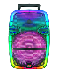 lot 711 image: QFX Wireless Bluetooth Rechargeable Portable Speaker with Party Lights, Multicolor, TMS-1560
