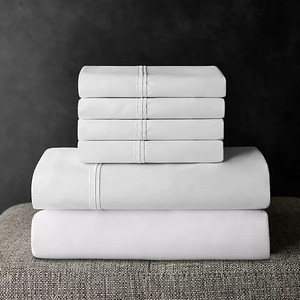 lot 720 image: 6PCS Queen Size Members Mark 700 Thread Count Solid Egyptian Cotton Hotel Premier Collection Sheet Set