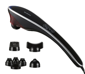 lot 735 image: Brookstone Handheld Percussion Body Massager, 4 Vibration Modes, 5 Interchangeable Heads