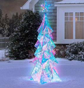 lot 458 image: 6 Pre-Lit Prismatic Tree Christmas Decorations