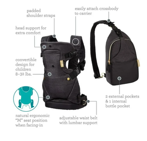 lot 549 image: Infantino Flip 4-in-1 Convertible Carrier Crossbody Diaper Bag Set, 8-32lbs, Black, 2-Piece Set
