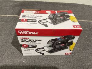 lot 351 image: Hyper Tough DC 12V Heavy Duty Direct Drive Digital Tire Inflator with Detachable LED Light