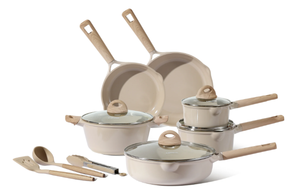 lot 341 image: 13PCS Carote Ceramic Pans and Pots Set, 13 Piece Industion Kitchen Non-Stick Cookware Sets