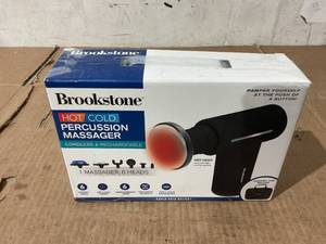 lot 306 image: Brookstone Cordless Hot and Cold Percussion Deep Tissue Massager Gun, 6 Intensity Levels