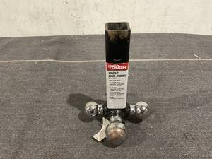 lot 607 image: Hyper Tough Automotive Tri-Ball Mount with Hook, Steel, Class V, 1-78, 2 & 2-516 Hitch Ball