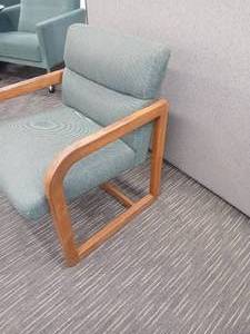 lot 56 image: Green chair with oak arms (set of two)