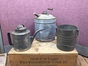 lot 300 image: 3 Vintages Metal Cans