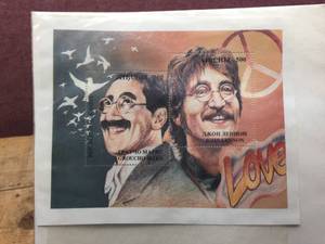 lot 133 image: John Lennon - Groucho Marx Commemorative Stamps - COA