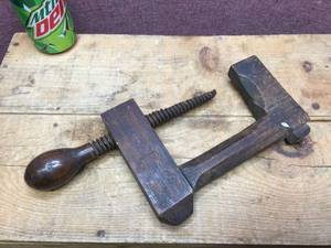 lot 147 image: Primitive Wooden ViseClamp - Stamped M. Fritz