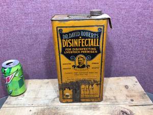 lot 158 image: Antique Advertiser Can - Dr. David Roberts Disinfectal