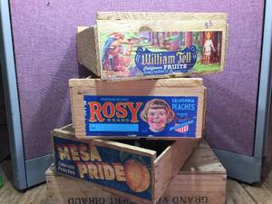 lot 181 image: 3 Vintage Wooden Fruit Crates