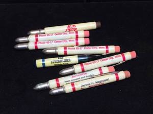 lot 192 image: 8 Vintage Advertiser Bullet Pencils