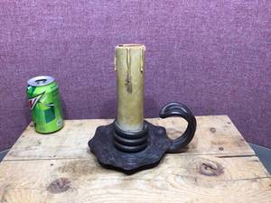 lot 206 image: Heavy Iron-Wood Larger Candle Holder