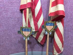 lot 219 image: 2 Vintage ACME U.S. Flag Holders - 48 Star Flags