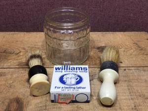 lot 238 image: Vintage Shaving Jar - Soap - Brushes
