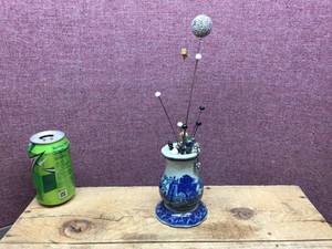 lot 242 image: Vintage Victoria - Ironstone Hatpin Holder with Pins