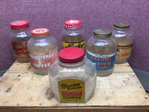 lot 267 image: Vintage 1 Lb Coffee Jars