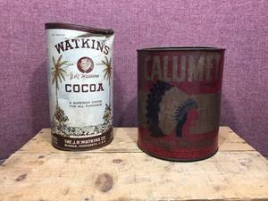 lot 268 image: Vintage Calumet & Watkins Containers