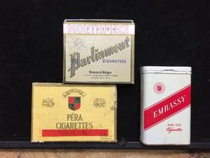 lot 278 image: 3 Vintage Cigarette Boxes with Some Contents