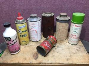 lot 281 image: Variety Vintage Canned Chemical Fire Extinguishers - Some Contents