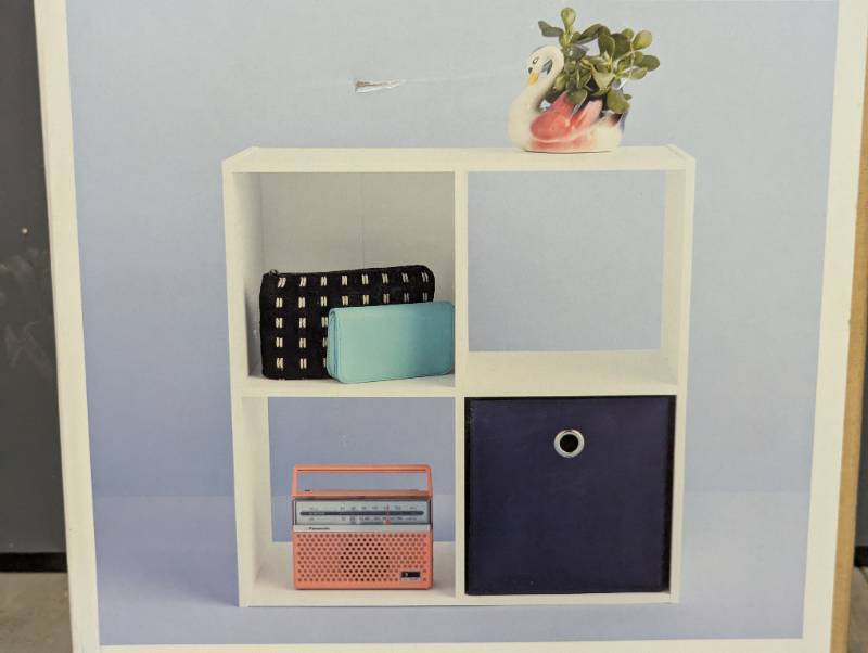 lot 68 image: 4 Cube Decorative Bookshelf - Room Essentials - White