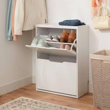 lot 73 image: Pivot Open Shoe Cabinet White - Brightroom Shoe Organizer, Holds 12 Pairs - White