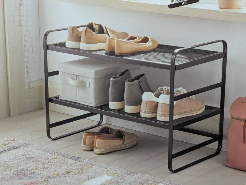 lot 81 image: 2 Tier Shoe Rack Metal Mesh - Brightroom - Black