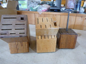 lot 10 image: 3 Butcher Block Knife Holders