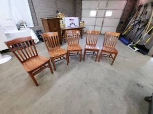 lot 24 image: Set of 5 Wooden Restaurant Dining Chairs