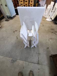 lot 34 image: Set of 2 White plastic Patio Dining Chairs with Matching Table