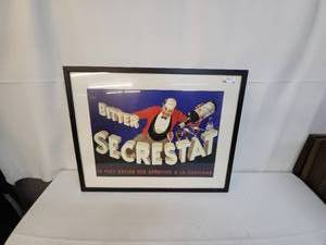 lot 99 image: Framed Vintage Bitter Secrestat Advertisement Print