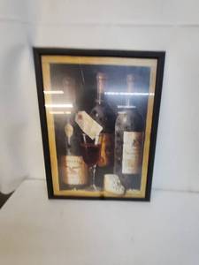 lot 107 image: Set of 2 Framed Wine and Vintage Art Prints