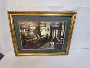 lot 111 image: Vintage Framed Bar-Themed Print